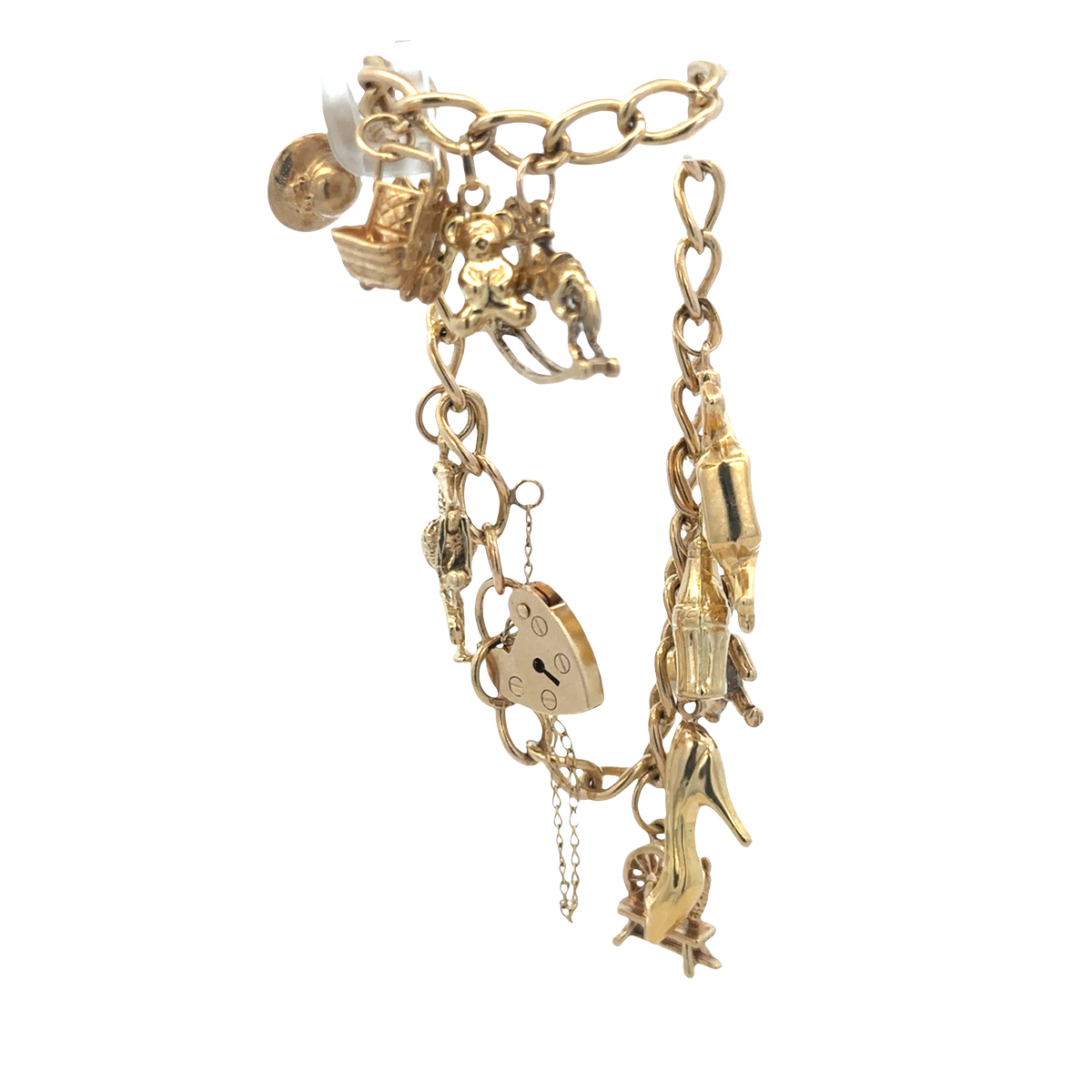 9ct yellow gold charm bracelet 17.4g (sh27974b)
