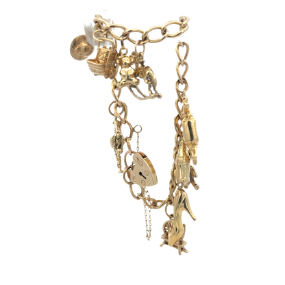 9ct yellow gold charm bracelet 17.4g (sh27974b)
