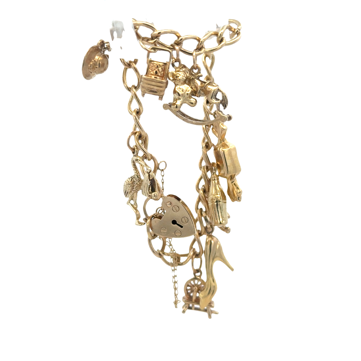 9ct yellow gold charm bracelet 17.4g (sh27974b)