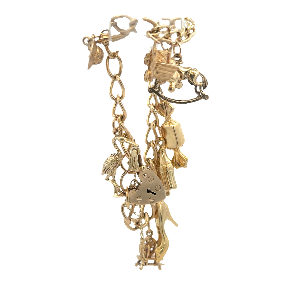 9ct yellow gold charm bracelet 17.4g (sh27974b)