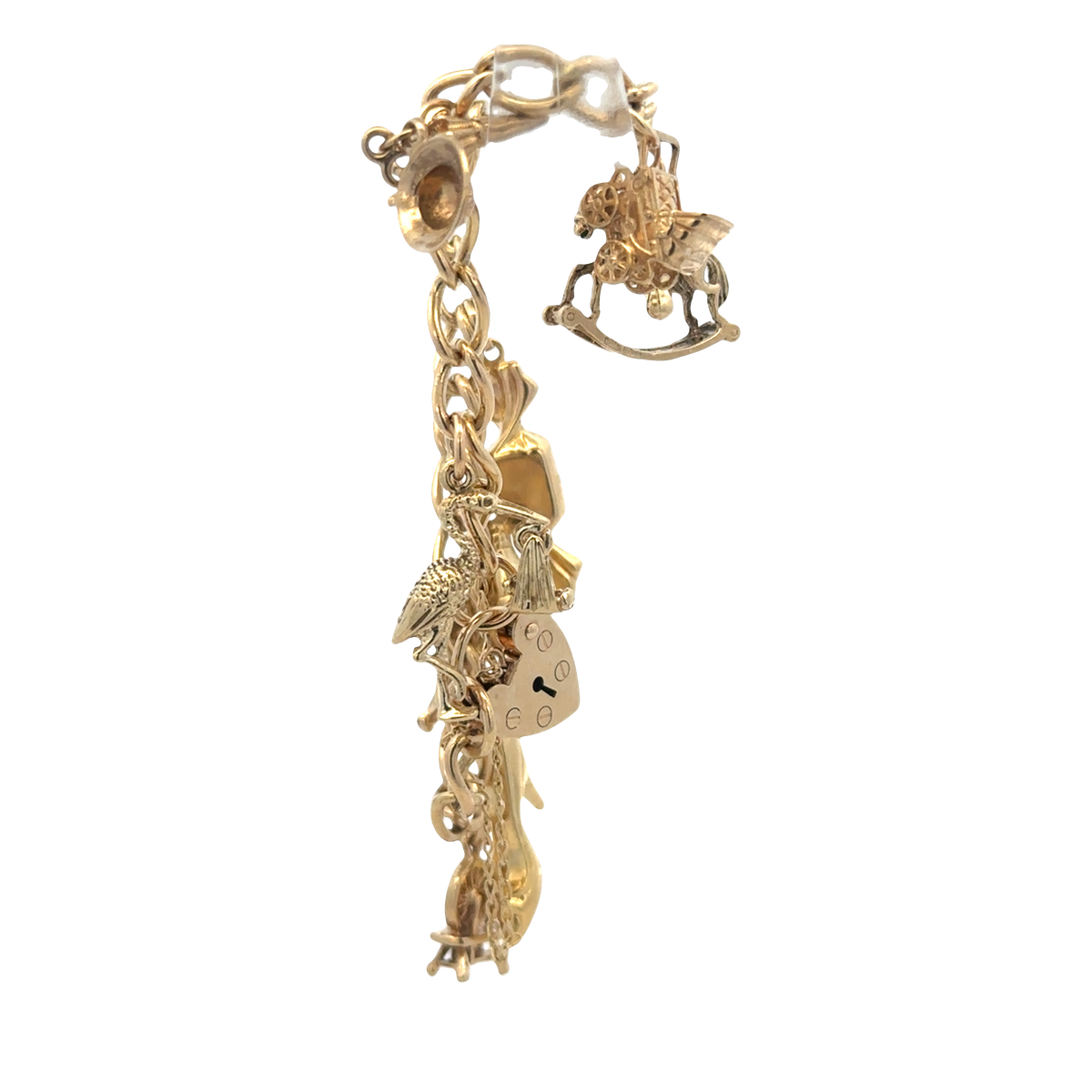 9ct yellow gold charm bracelet 17.4g (sh27974b)
