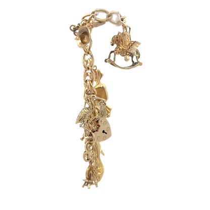9ct yellow gold charm bracelet 17.4g (sh27974b)