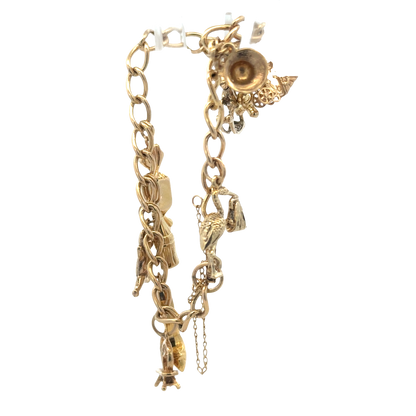 9ct yellow gold charm bracelet 17.4g (sh27974b)