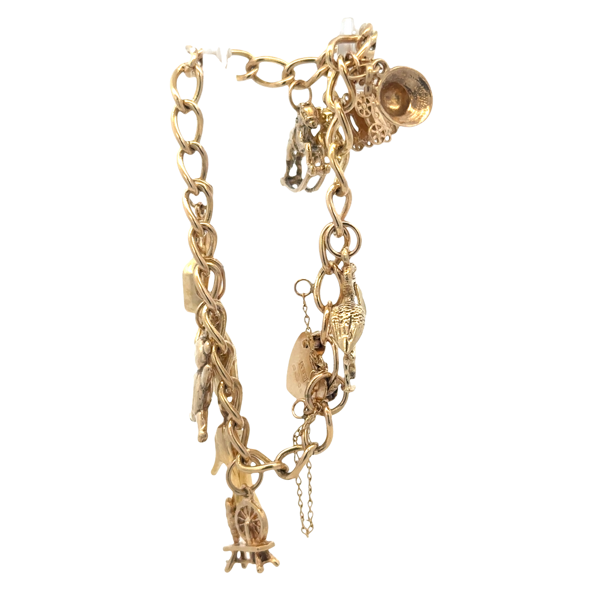 9ct yellow gold charm bracelet 17.4g (sh27974b)