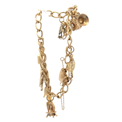9ct yellow gold charm bracelet 17.4g (sh27974b)