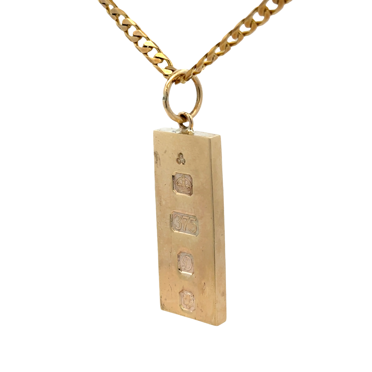 9ct yellow gold ingot pendant 30.3g (sh25868l)