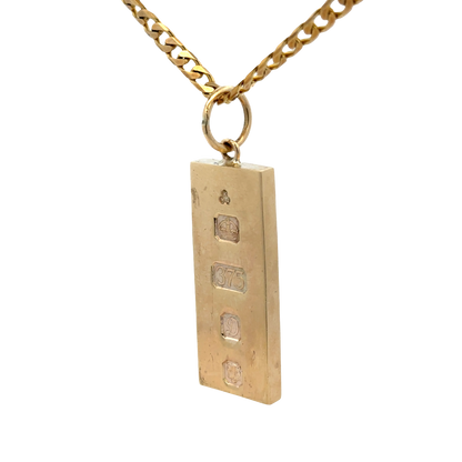 9ct yellow gold ingot pendant 30.3g (sh25868l)