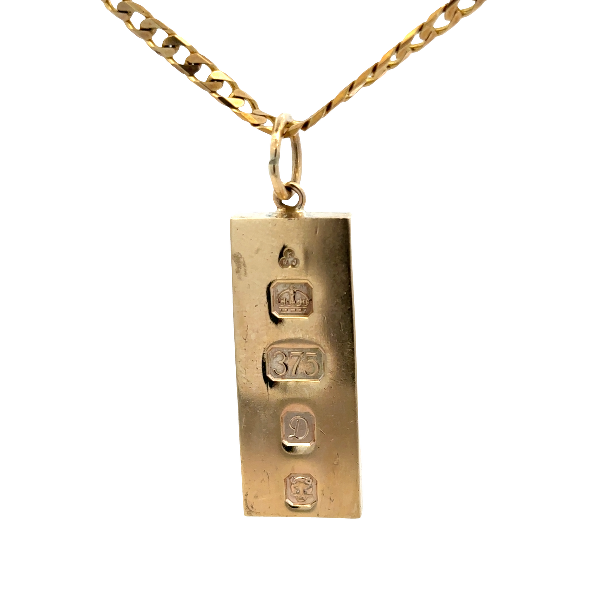 9ct yellow gold ingot pendant 30.3g (sh25868l)