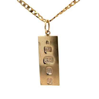 9ct yellow gold ingot pendant 30.3g (sh25868l)