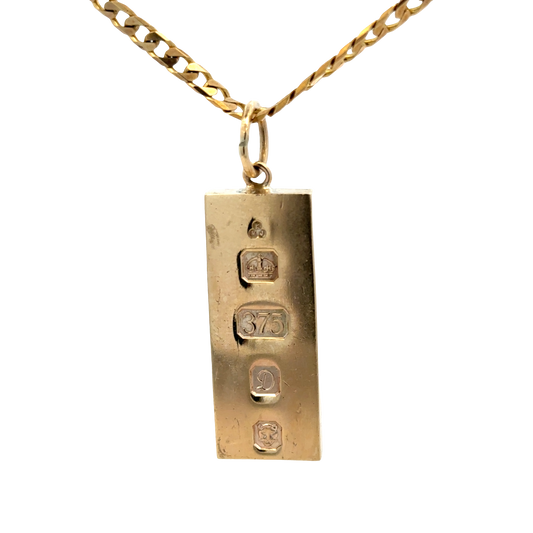 9ct yellow gold ingot pendant 30.3g (sh25868l)