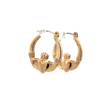 9ct yellow gold claddagh hoop earrings 0.9g (sh25448l)