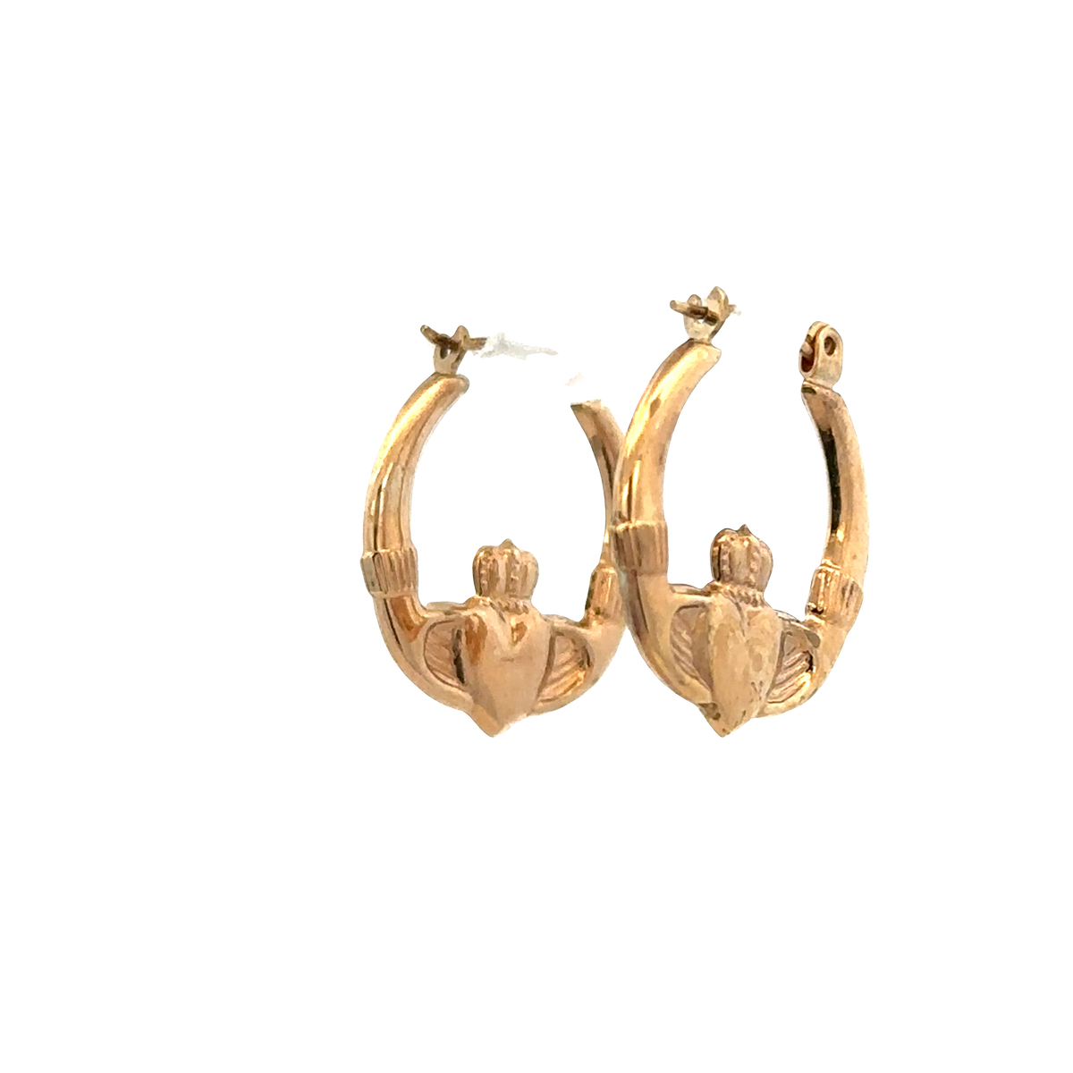 9ct yellow gold claddagh hoop earrings 0.9g (sh25448l)