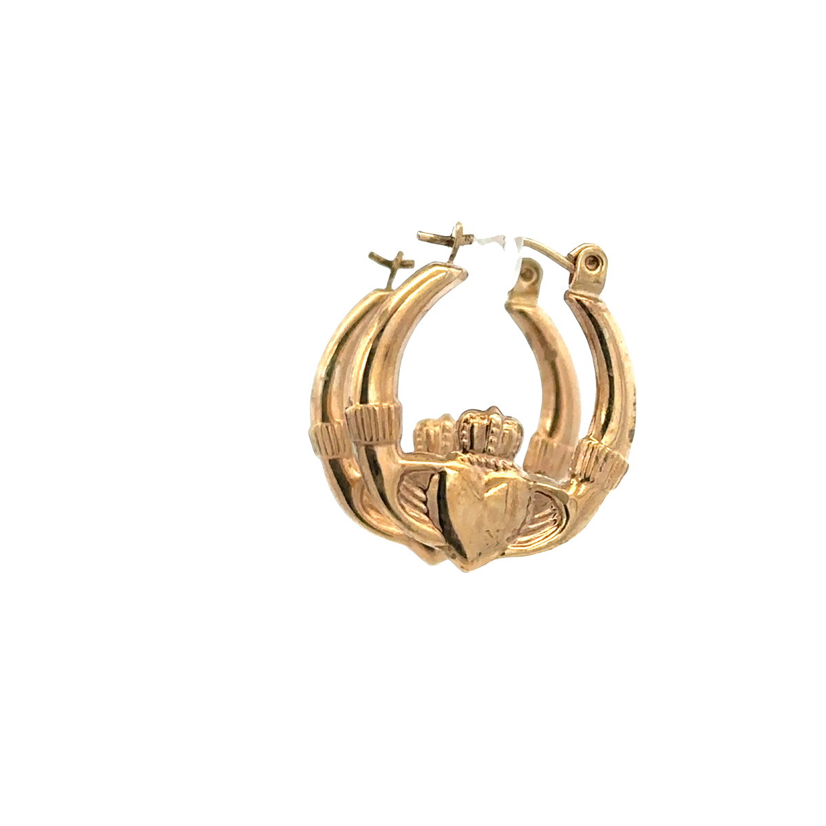 9ct yellow gold claddagh hoop earrings 0.9g (sh25448l)