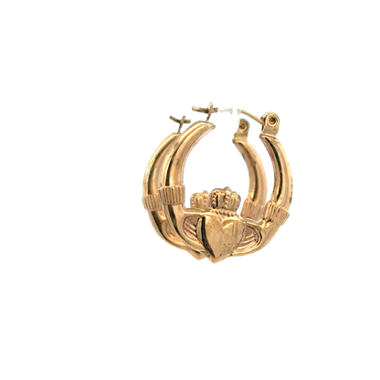 9ct yellow gold claddagh hoop earrings 0.9g (sh25448l)