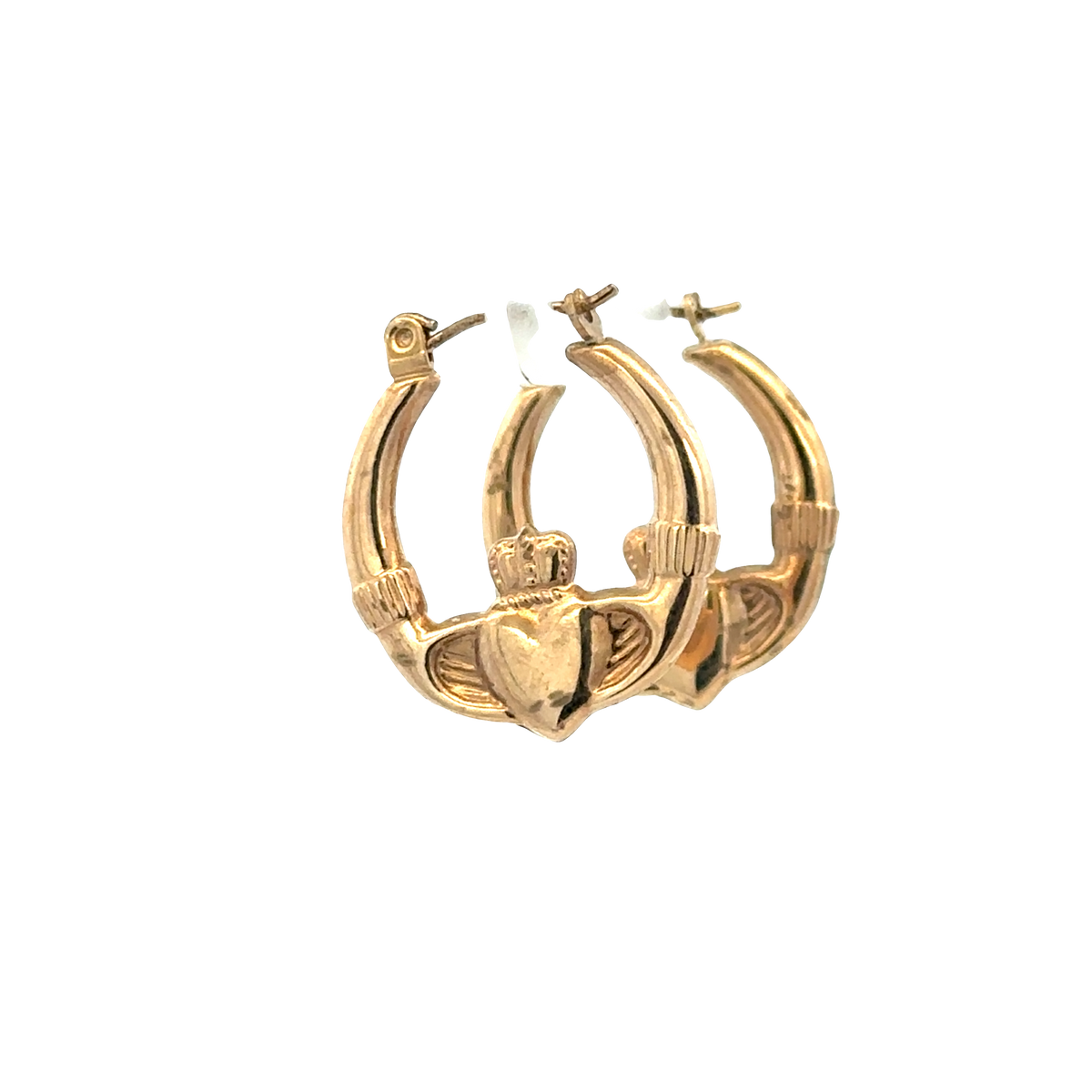 9ct yellow gold claddagh hoop earrings 0.9g (sh25448l)