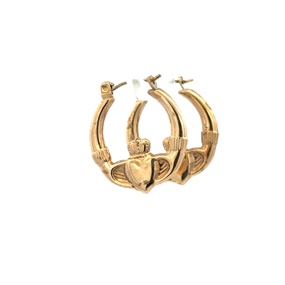 9ct yellow gold claddagh hoop earrings 0.9g (sh25448l)