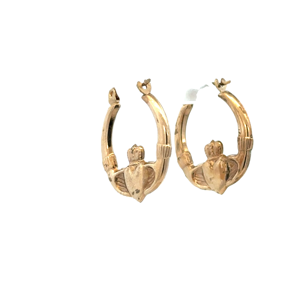 9ct yellow gold claddagh hoop earrings 0.9g (sh25448l)