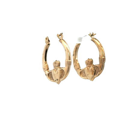 9ct yellow gold claddagh hoop earrings 0.9g (sh25448l)