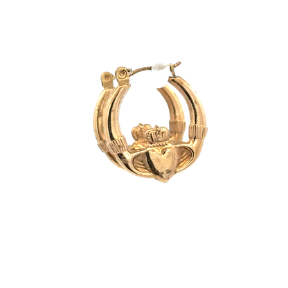 9ct yellow gold claddagh hoop earrings 0.9g (sh25448l)