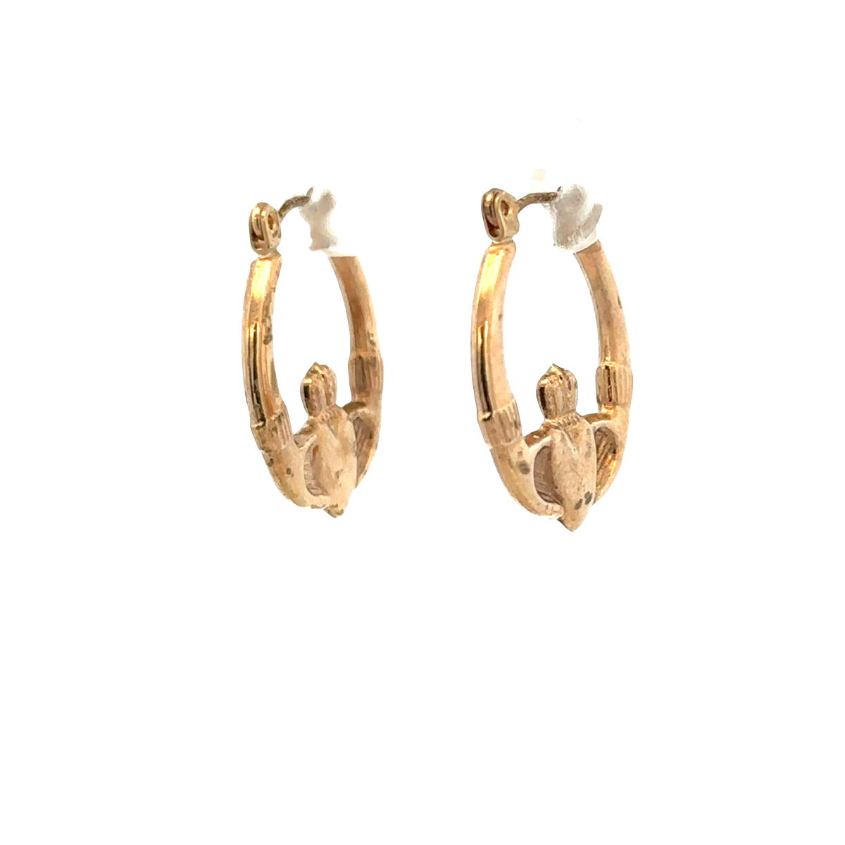 9ct yellow gold claddagh hoop earrings 0.9g (sh25448l)