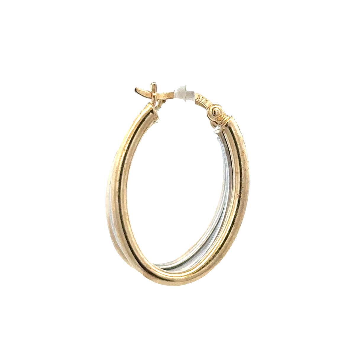 9ct yellow and white gold hoop earrings 2.3g (sh27522b)