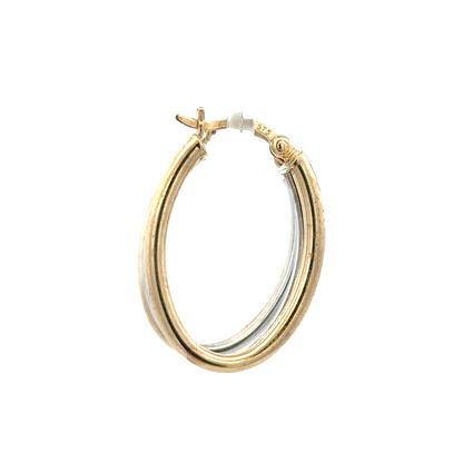 9ct yellow and white gold hoop earrings 2.3g (sh27522b)