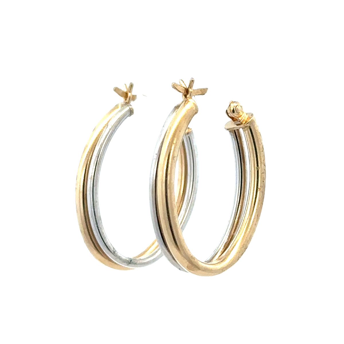 9ct yellow and white gold hoop earrings 2.3g (sh27522b)