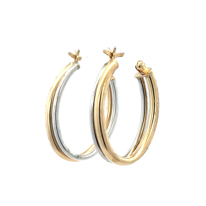 9ct yellow and white gold hoop earrings 2.3g (sh27522b)