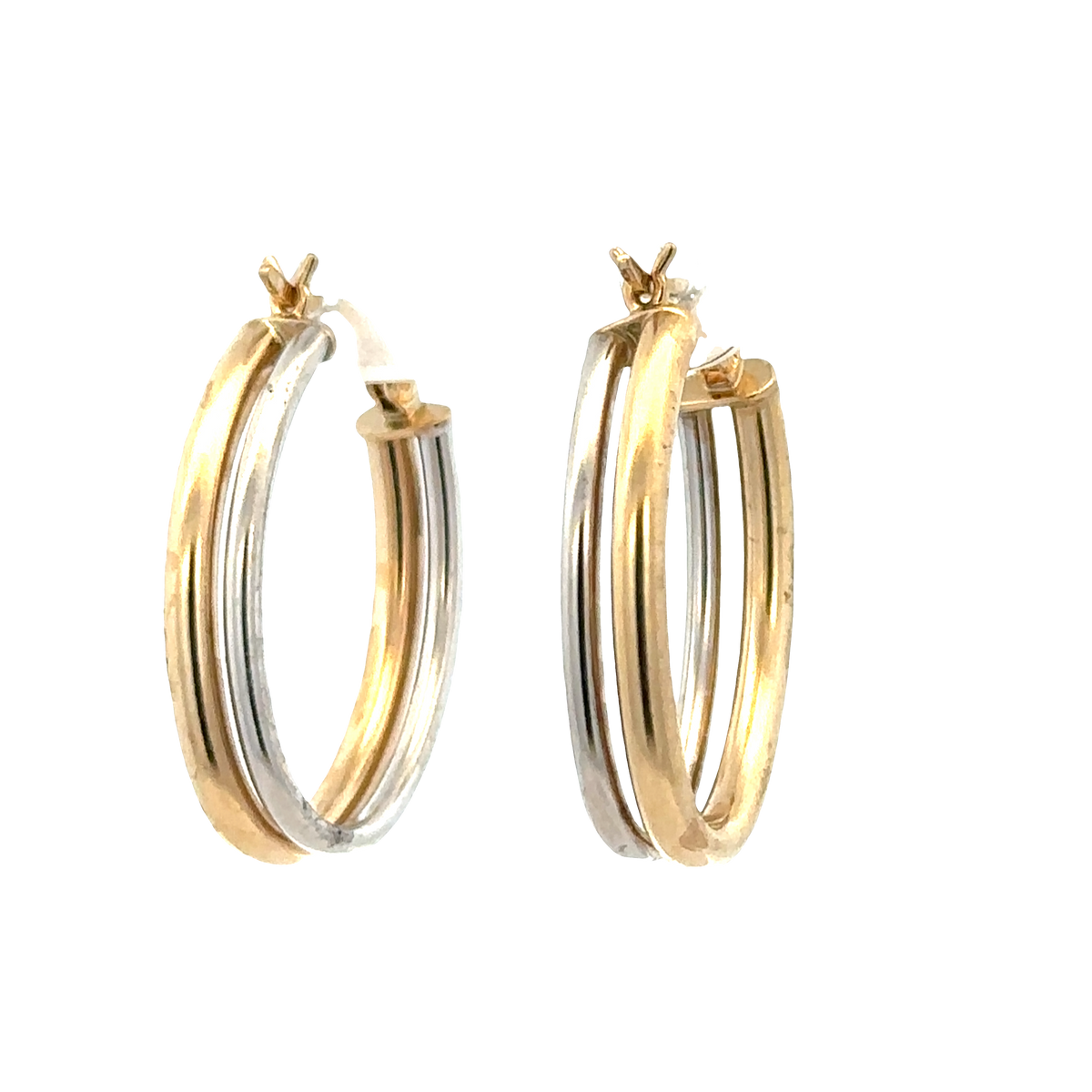 9ct yellow and white gold hoop earrings 2.3g (sh27522b)