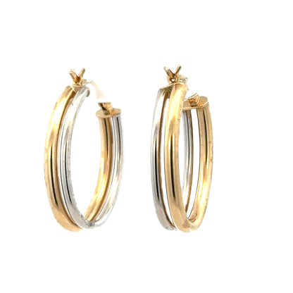 9ct yellow and white gold hoop earrings 2.3g (sh27522b)