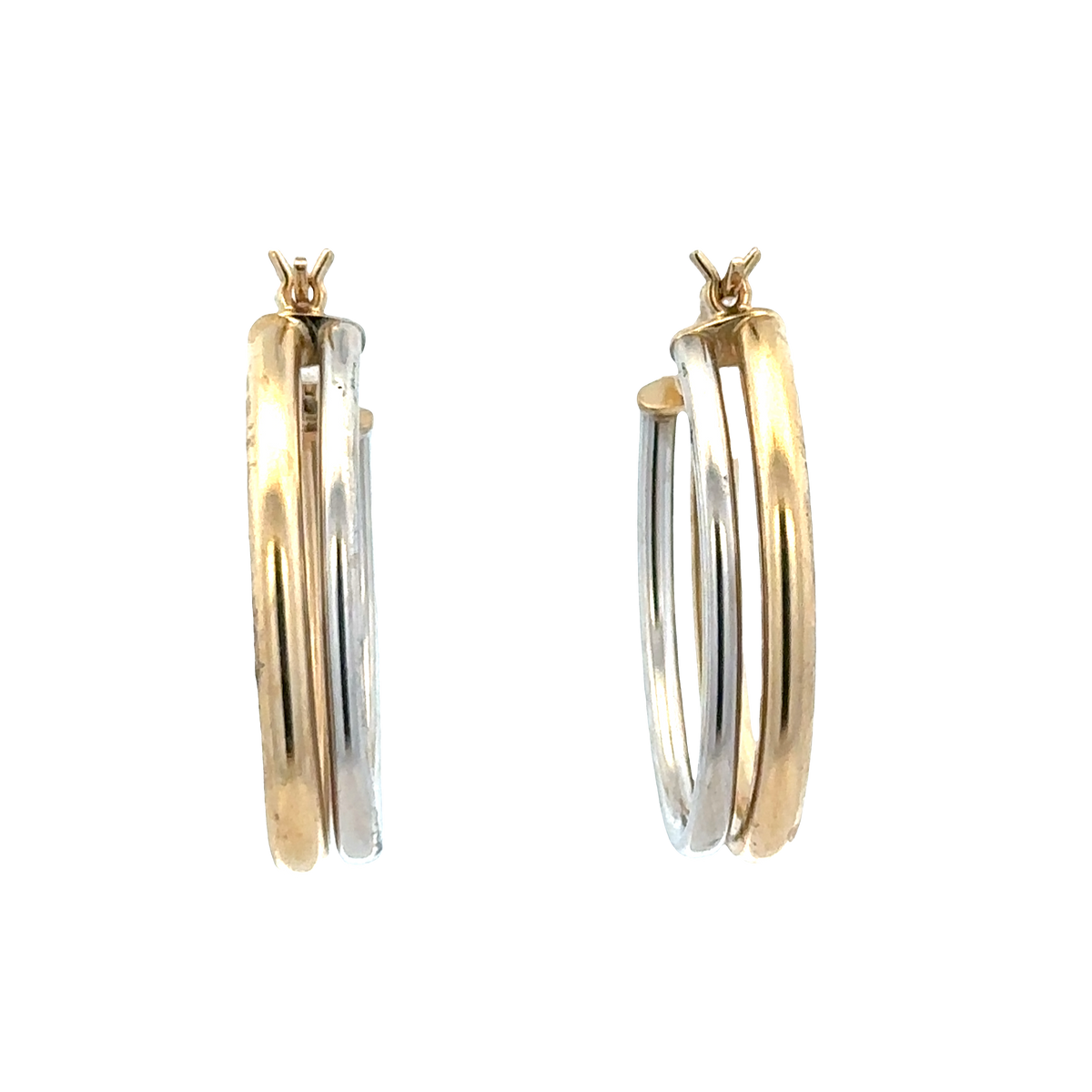 9ct yellow and white gold hoop earrings 2.3g (sh27522b)