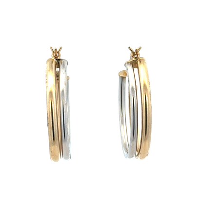 9ct yellow and white gold hoop earrings 2.3g (sh27522b)