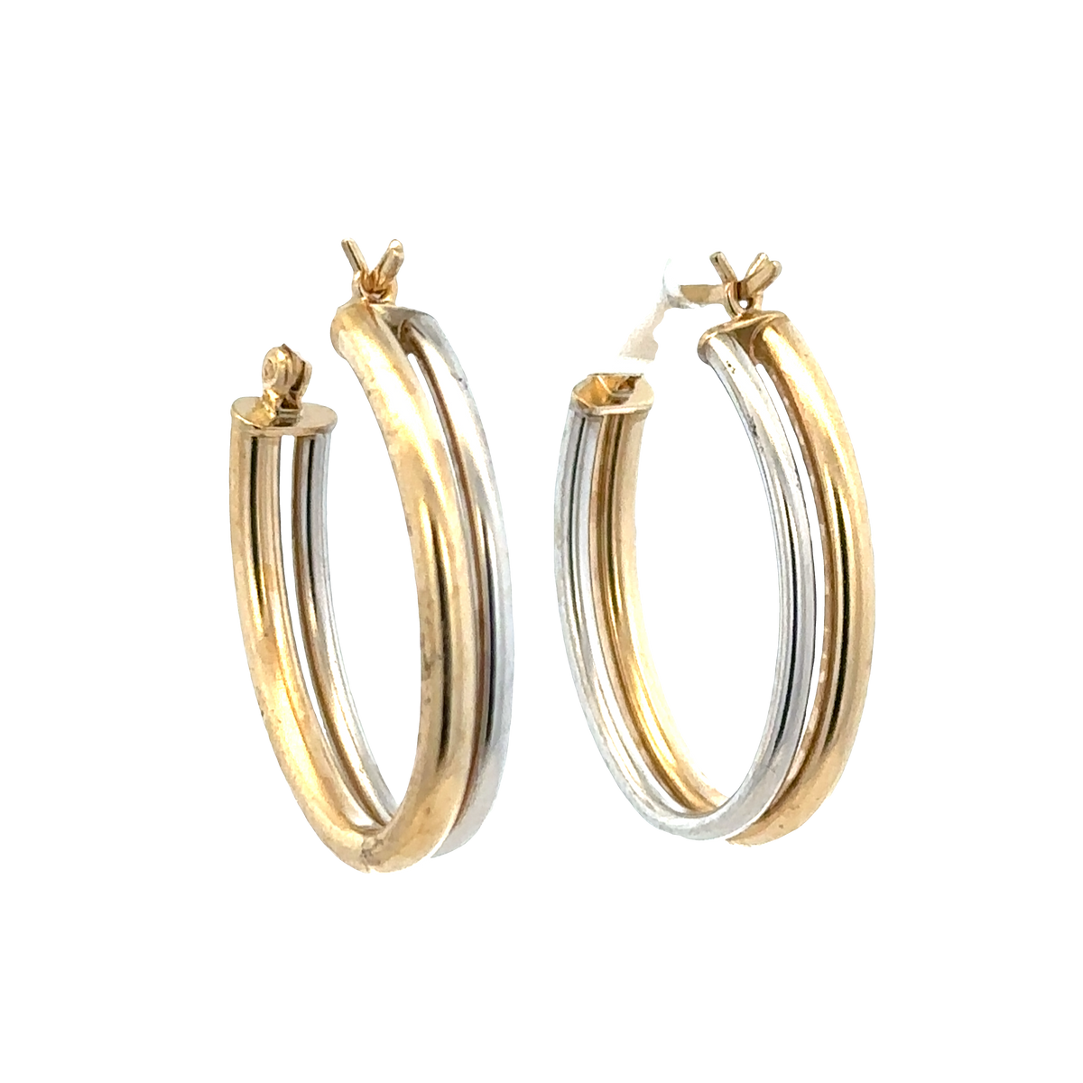 9ct yellow and white gold hoop earrings 2.3g (sh27522b)