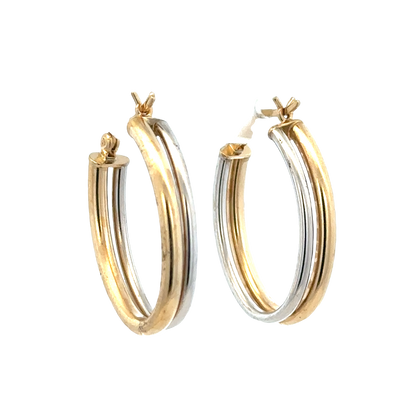 9ct yellow and white gold hoop earrings 2.3g (sh27522b)