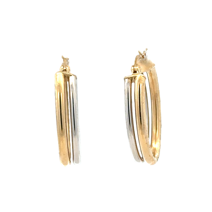 9ct yellow and white gold hoop earrings 2.3g (sh27522b)