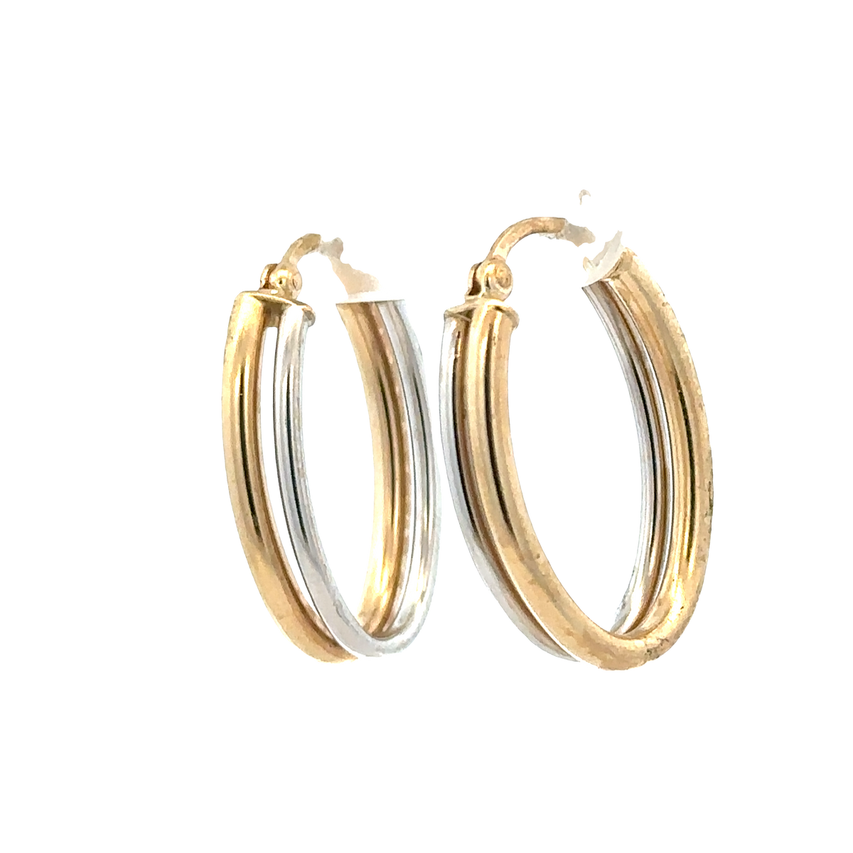 9ct yellow and white gold hoop earrings 2.3g (sh27522b)