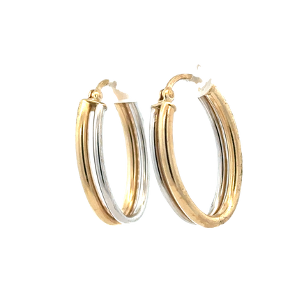9ct yellow and white gold hoop earrings 2.3g (sh27522b)
