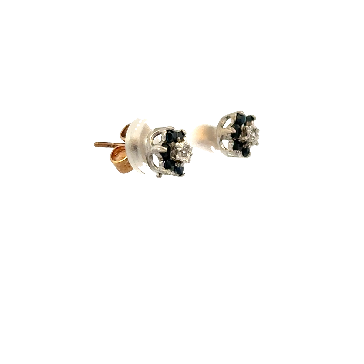 9ct yellow gold sapphire and diamond earrings 1.6g (sh26523b)