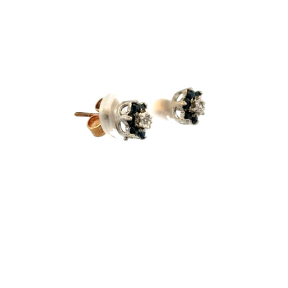 9ct yellow gold sapphire and diamond earrings 1.6g (sh26523b)