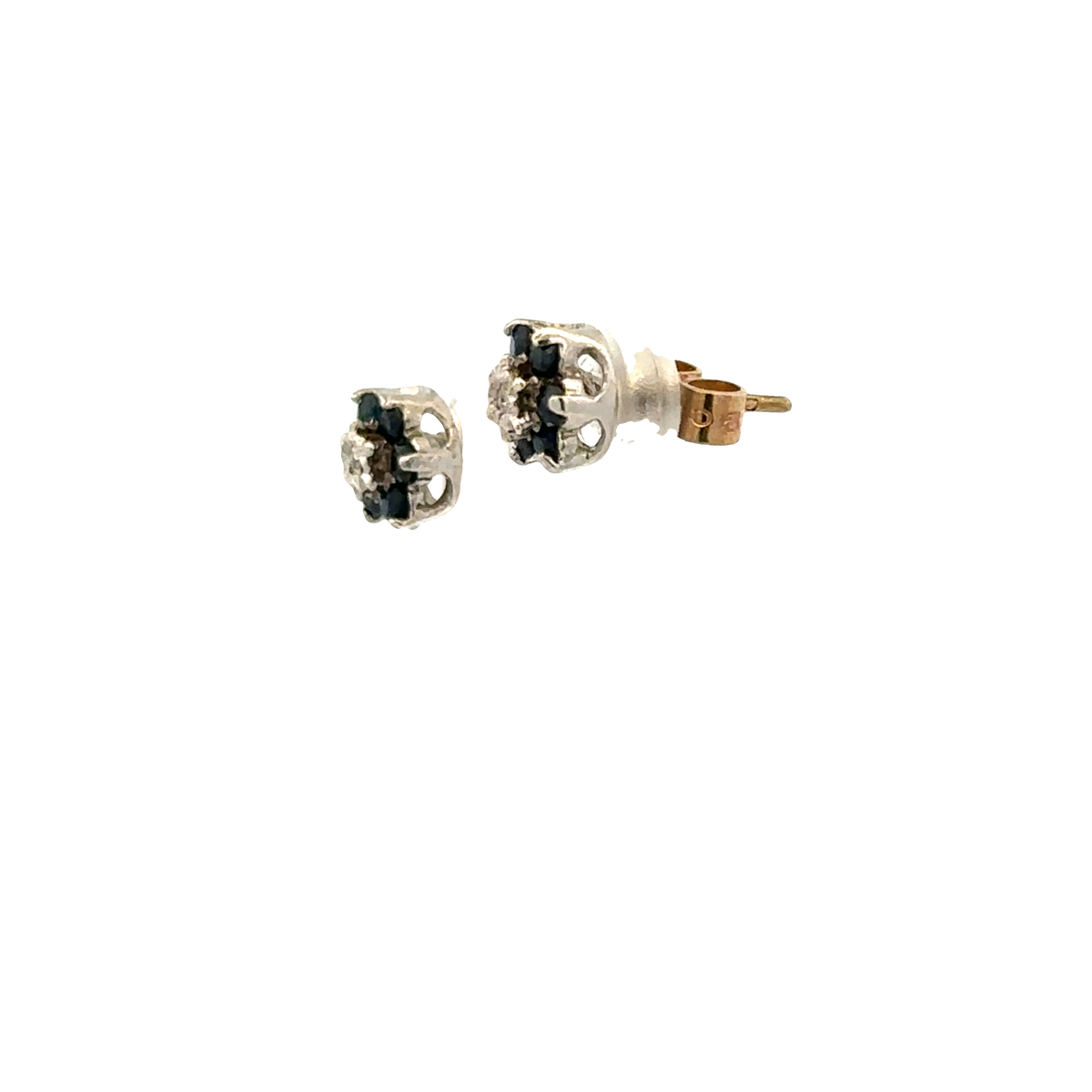 9ct yellow gold sapphire and diamond earrings 1.6g (sh26523b)