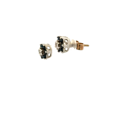 9ct yellow gold sapphire and diamond earrings 1.6g (sh26523b)