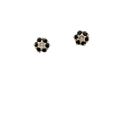 9ct yellow gold sapphire and diamond earrings 1.6g (sh26523b)