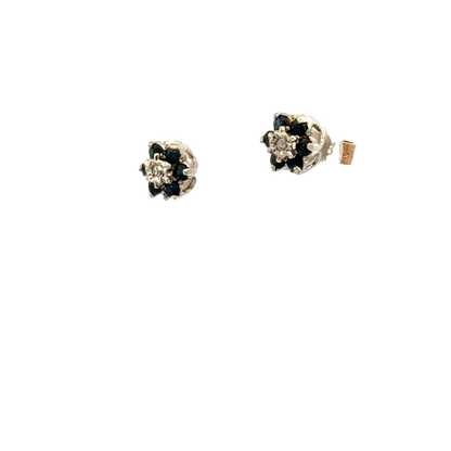 9ct yellow gold sapphire and diamond earrings 1.6g (sh26523b)