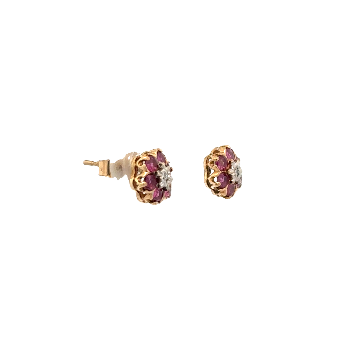 9ct yellow gold ruby and diamond earrings 1.2g (sh25037l)