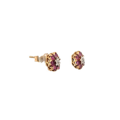 9ct yellow gold ruby and diamond earrings 1.2g (sh25037l)