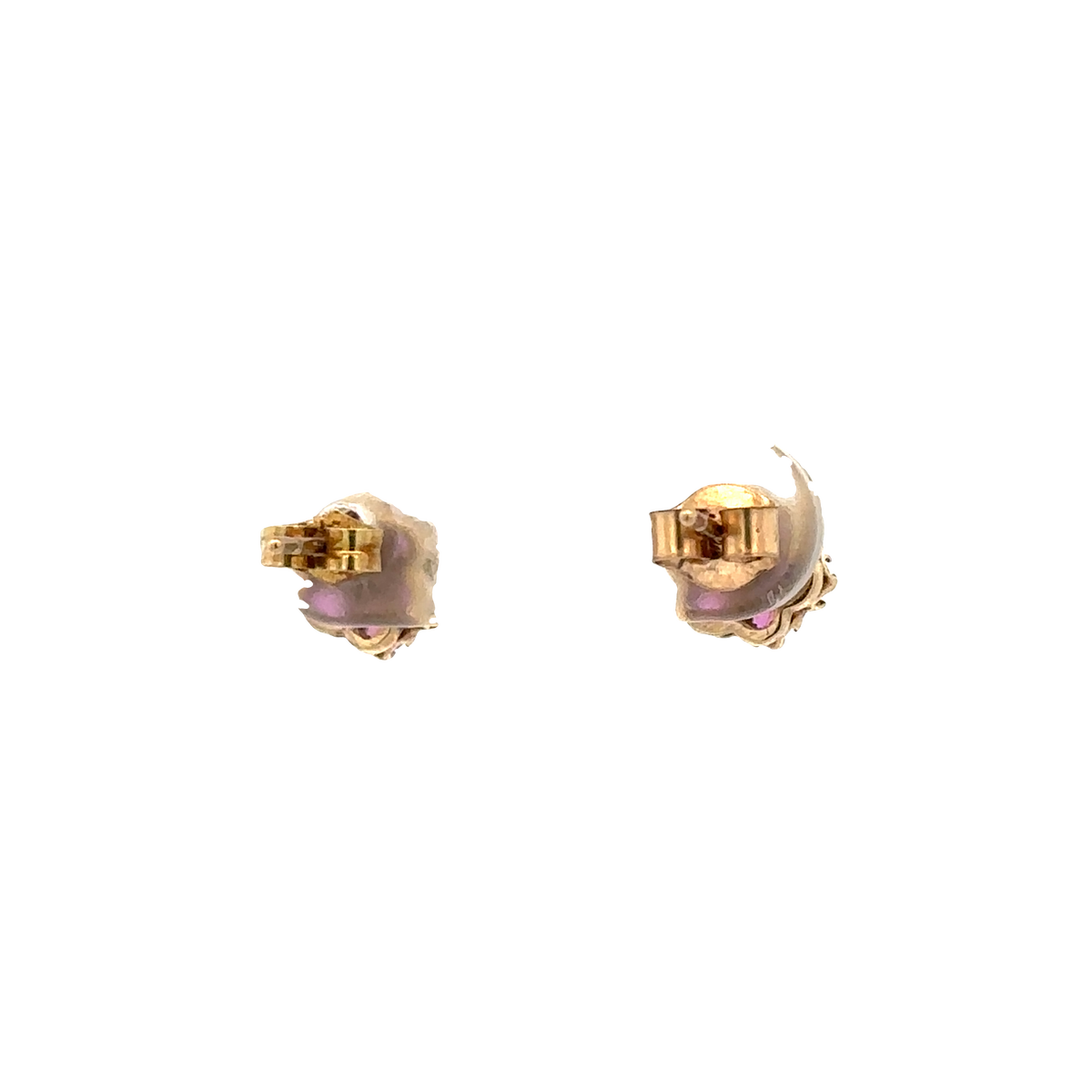9ct yellow gold ruby and diamond earrings 1.2g (sh25037l)