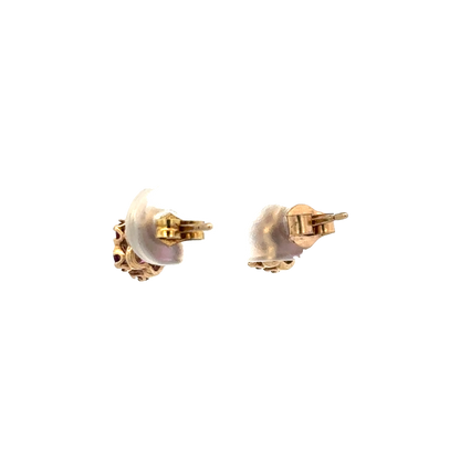 9ct yellow gold ruby and diamond earrings 1.2g (sh25037l)