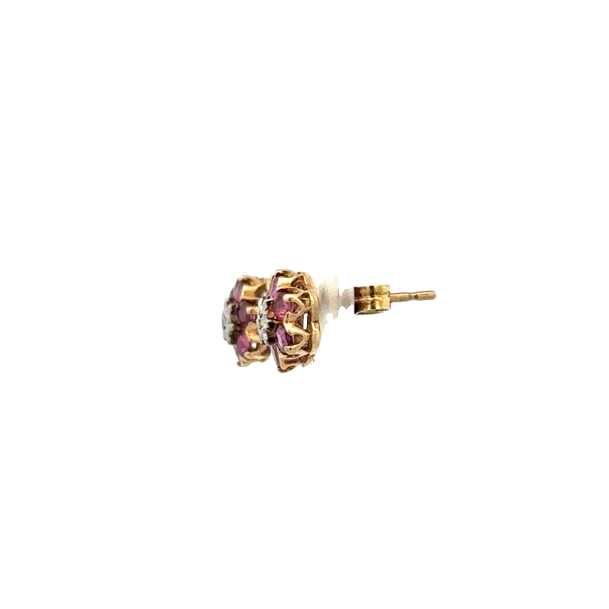 9ct yellow gold ruby and diamond earrings 1.2g (sh25037l)