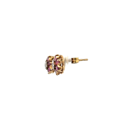 9ct yellow gold ruby and diamond earrings 1.2g (sh25037l)