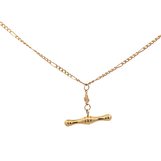 9ct yellow gold figaro chain with T bar 3.2g (sh27991b)